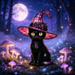 Gothic Halloween Witch Cat Table Lamp
