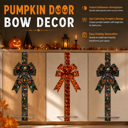 🎃✨ Limited Time Halloween Deal – LED Lighted Halloween Cabinet Bow Decoration | Glowing Pumpkin & Ghost Ribbon for Doors, Cabinets & Home Decor 👻