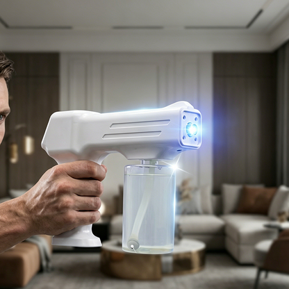 No Cords, Easy Sanitizing✨ 350ml Cordless Blue Light Sanitizer Spray Gun for Home & Car