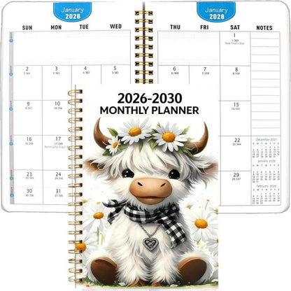 2026-2030 Monthly Planner Cute Highland Cow