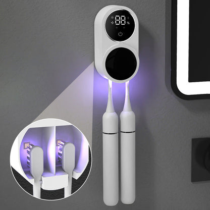 Smart Toothbrush Holder for Bathroom, Automatic UV Toothbrush Sanitizer with USB Rechargeable Design, Infrared Sensor & Wall Mounted Toothbrush Organizer for Electric, Manual & Most Toothbrush Types