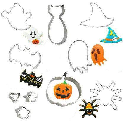 10PCS Stainless Steel Halloween Cookie Cutters