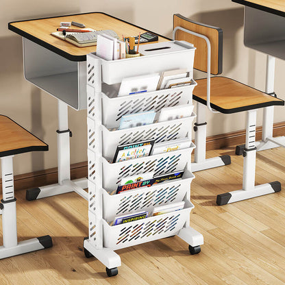 🎁Black Friday Sale - Limited time 49% OFF💥Movable Bookshelf on Wheels – 5/6 Tiers, 45° Angled, Lockable Casters 📖