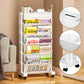 🎁Black Friday Sale - Limited time 49% OFF💥Movable Bookshelf on Wheels – 5/6 Tiers, 45° Angled, Lockable Casters 📖