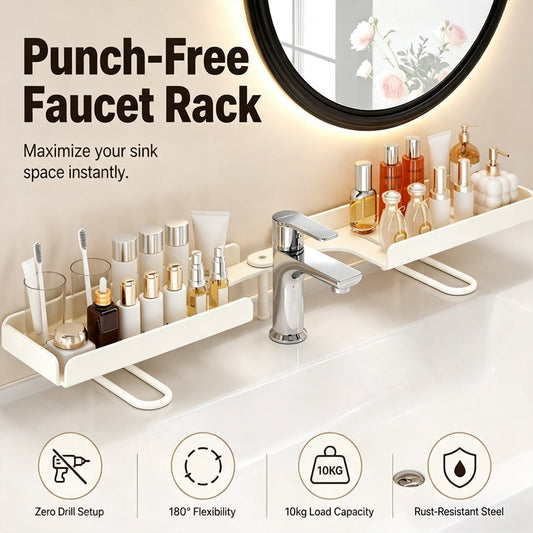 Punch-Free Bathroom Sink Storage Rack