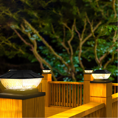 Waterproof Solar Fence Post Light with Crackle Glass Effect