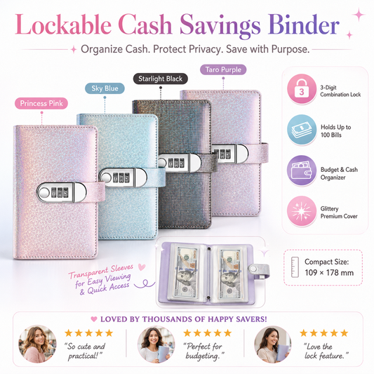 Glitter Lockable Budget Binder for Cash Savings