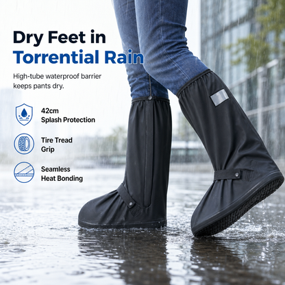 🌧️ LIMITED‑TIME 60% OFF! 👢 Waterproof High‑Top Rain Shoe Covers – Non‑Slip PVC, 42cm Splash Barrier & Reflective Night Safety 👟