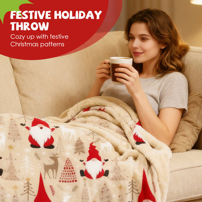 Christmas Theme Printed Flannel Throw Blanket