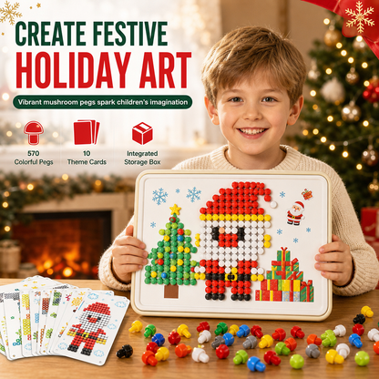 Kids Christmas 3D Mushroom Nail Pegboard Toy Set