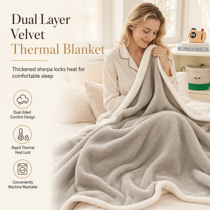 Double Layer Thickened Sherpa Fleece Blanket Soft Warm Throw Blanket for Autumn Winter Office Nap