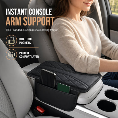 Car Central Armrest Cushion Pad with Storage Pocket