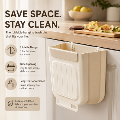 Foldable Hanging Trash Can for Kitchen Cabinet Door
