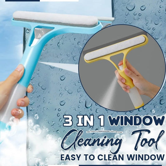 3 in 1 Window Cleaning Scraper, Squeegee and Scrubber with Spray – Multifunctional Household Glass Cleaner, Car Windshield Cleaning Tool, Lightweight Silicone Microfiber Wipe, 2026 New Upgraded Version