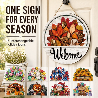 🍂 Magnetic Welcome Sign – 16PCS Seasonal Front Door Decorations