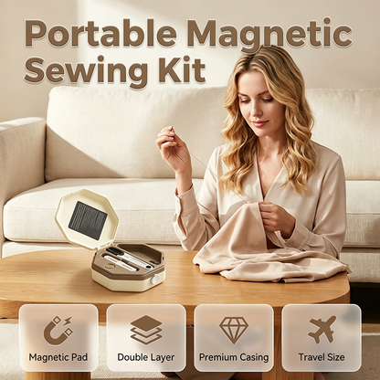 🧵 Portable Magnetic Sewing Kit – 16-Color Thread & Dual-Layer Organizer