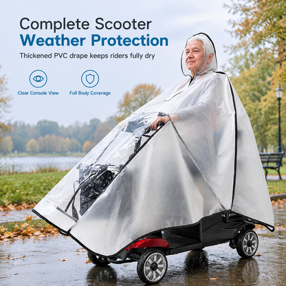 🌧️Thickened Extra Large Waterproof PVC Cover and Poncho for Senior Mobility Scooters and Four Wheel Electric Vehicles