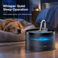 Silent Cat Water Fountain, 3.2L Automatic Water Bowl with Ultra-Quiet Copper Spout, Soft Blue LED Night Light, 6-Layer Filter Care, Odor-Cut Carbon, Hair & Odor Filters, Wired Plug-In Gravity Feeder for Clean Hydration