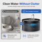Silent Cat Water Fountain, 3.2L Automatic Water Bowl with Ultra-Quiet Copper Spout, Soft Blue LED Night Light, 6-Layer Filter Care, Odor-Cut Carbon, Hair & Odor Filters, Wired Plug-In Gravity Feeder for Clean Hydration