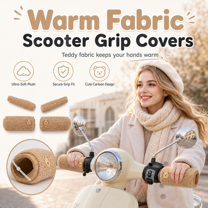 Universal Cute Plush Winter Handlebar and Brake Lever Cover Set Warm Non Slip Grip Sleeves for Electric Bikes Scooters and Motorcycles