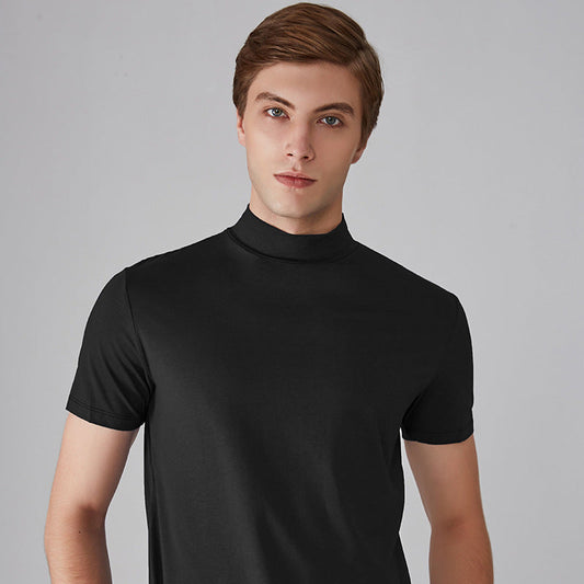 🎁Hot Sale 49% OFF⏳Mens High Neck Slim Fit Short Sleeve T-Shirt